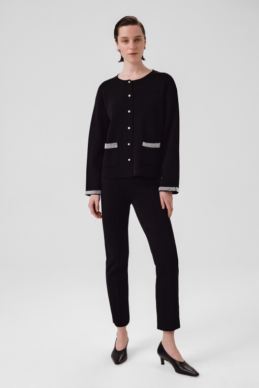 Black Pearl Buttoned Pocket Detail Women's Jacket 