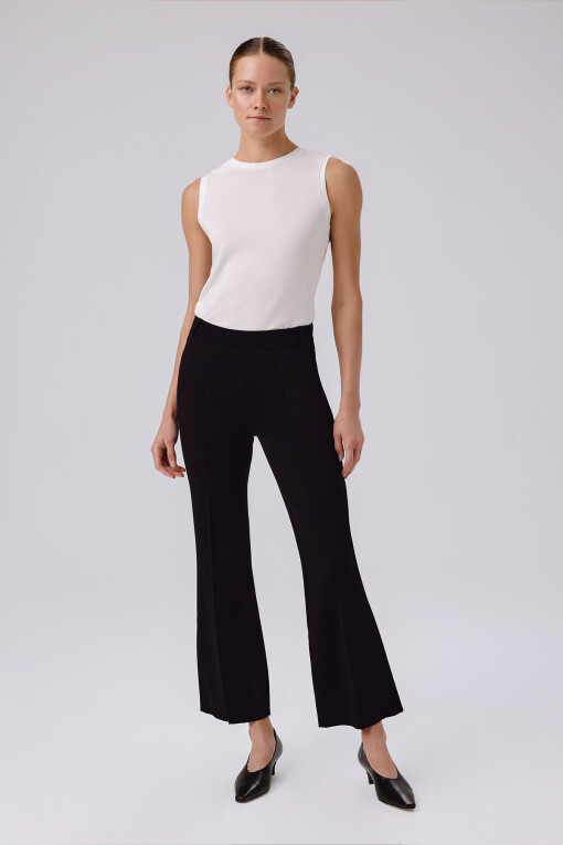 Black Pintuck Flared Women's Pants 