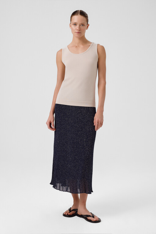 Light Beige Wide Strap Round Neck Women's Tank Top 